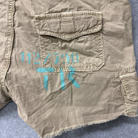 True Religion Leslie Cargo Surf Shorts Surf Champions 69 Patch Khaki Sz 28 NWT - Picture 5 of 12